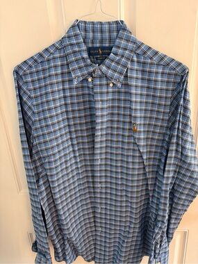 Ralph Lauren Light and Navy Blue Plaid Button-Down Shirt